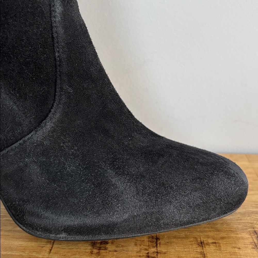 Stuart Weitzman Black Suede Over-the-Knee Stiletto Boots Minimal Chic Y2K Luxe - Picture 11 of 13